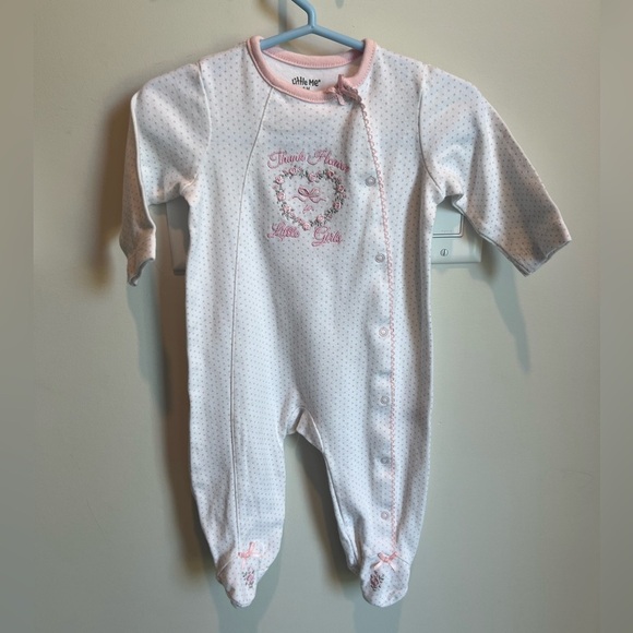 Little Me Pink and White Footie One Piece “Thank Heaven for Little Girls” 6M - Picture 6 of 6